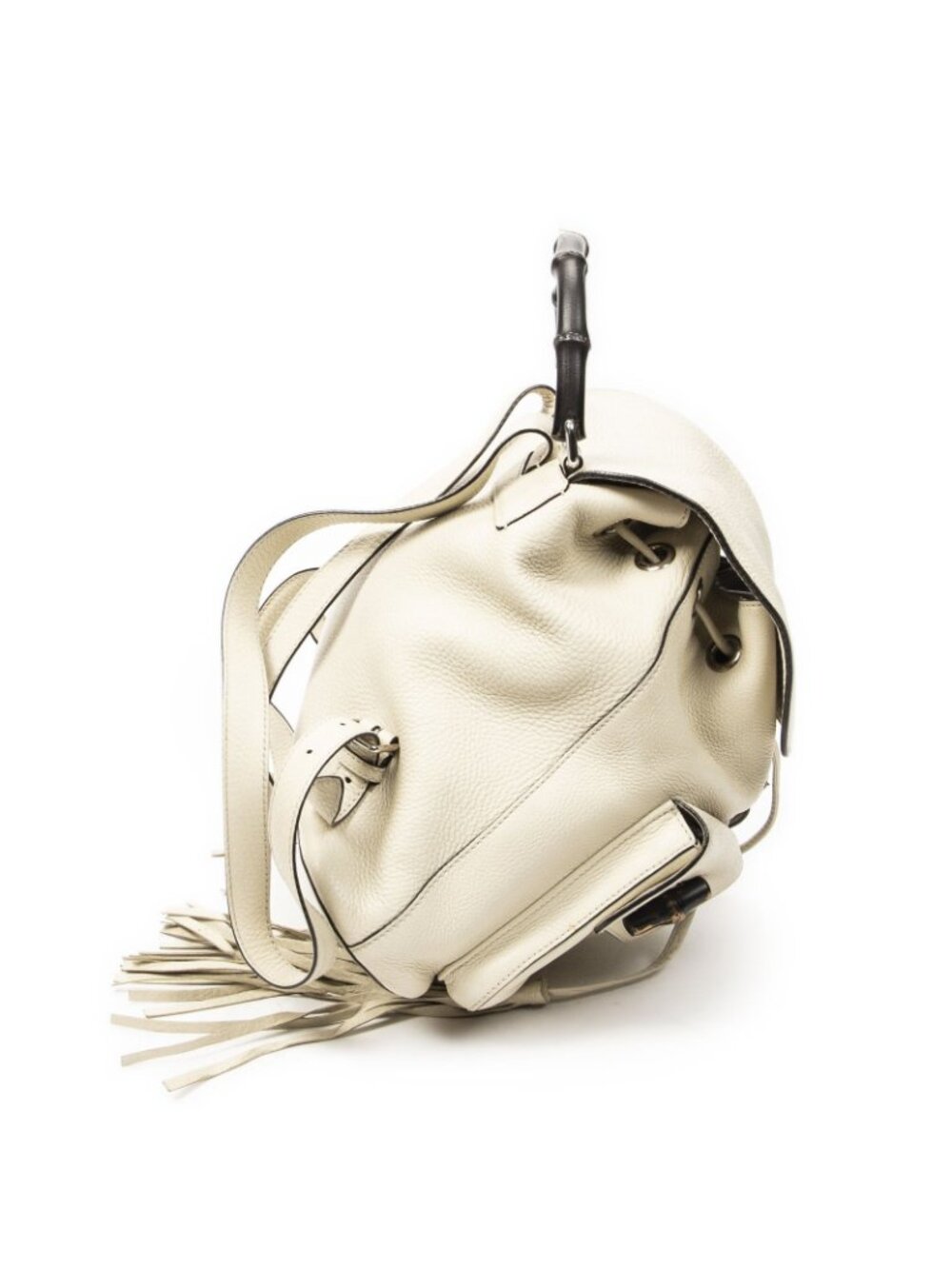 Gucci Bamboo Backpack Tassel Ivory Gray Calfskin Leather - Picture 4 of 10